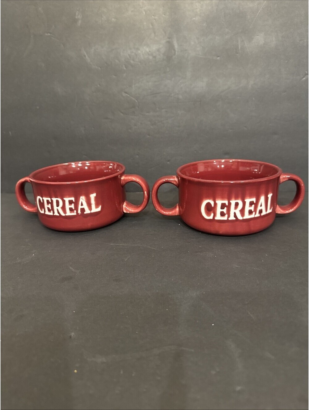 Country Road Red Retro Cereal Ceramic/Stoneware Heavy Bowls Mugs 5 1/8” W